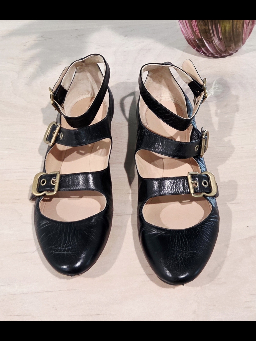 Chloe Black Multi-Strap Buckle Mary Jane Flats - Women